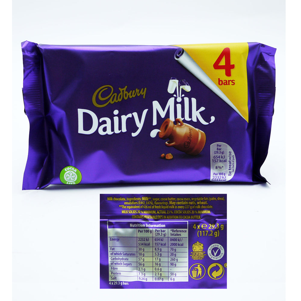 Cadbury-Dairy-Milk-Chocolate-Bar-4-Pack-108.8g Cadbury-Dairy-Milk-Chocolate-Bar-4-Pack-108.8g